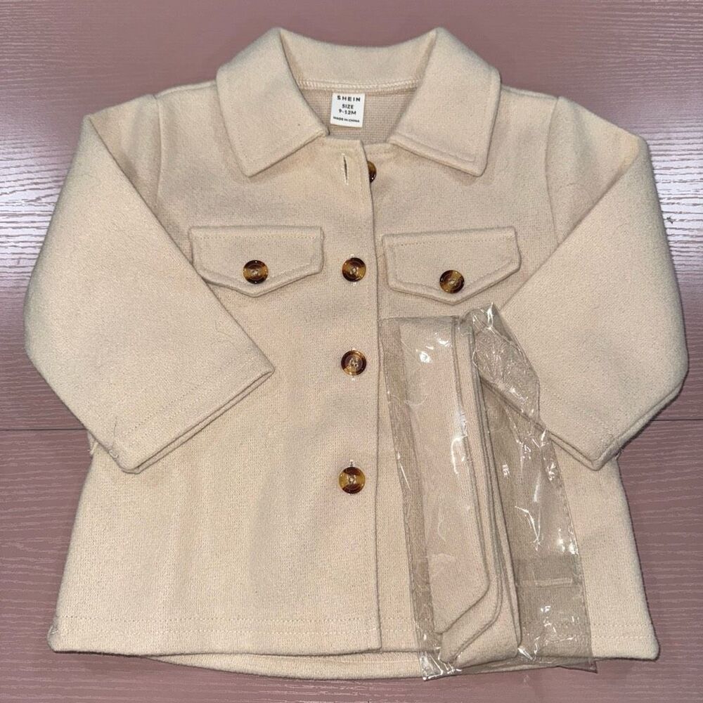 🏈 NEW Shein Peacoat 9-12m